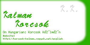 kalman korcsok business card